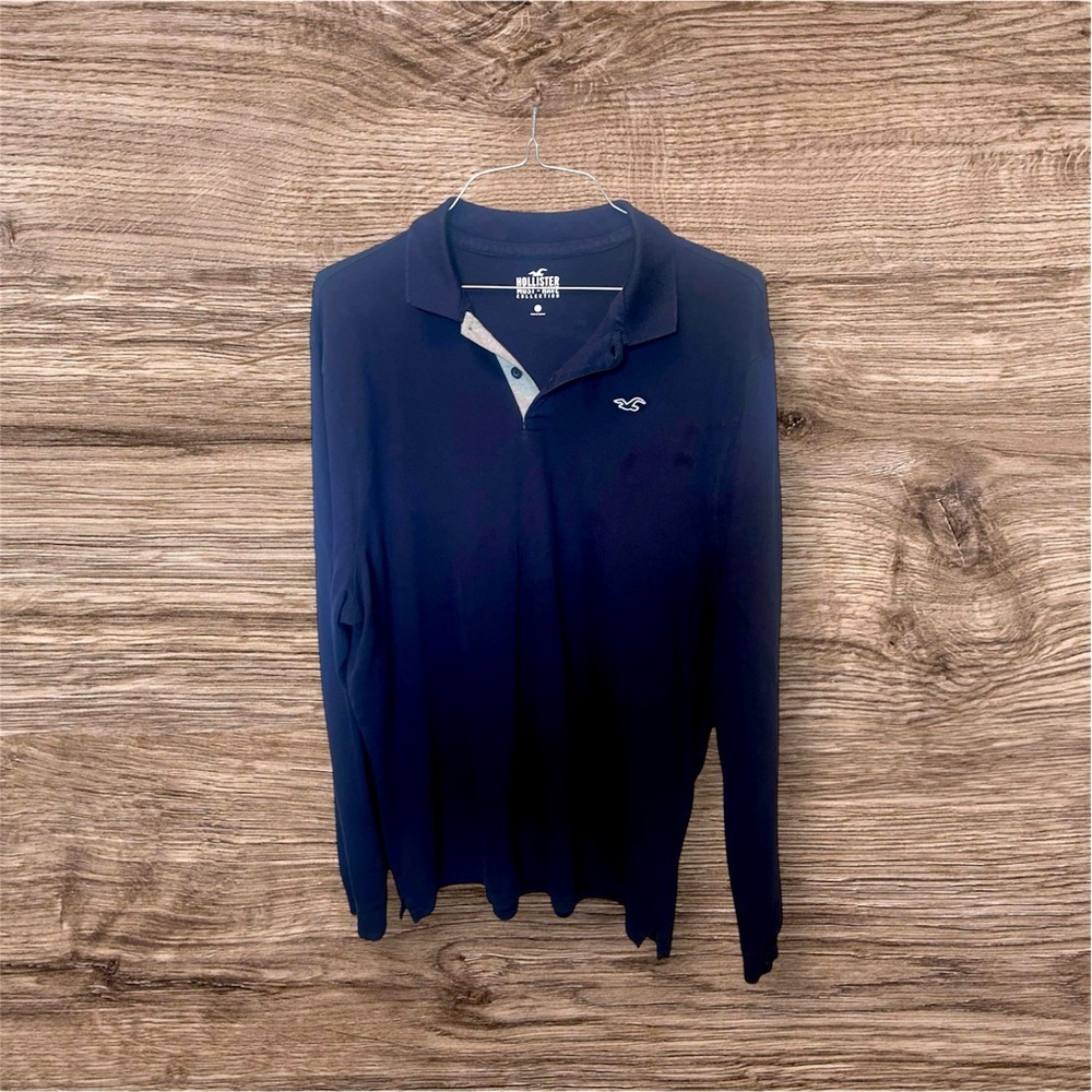 Hollister Men's Navy Blue Polo Shirt XXL